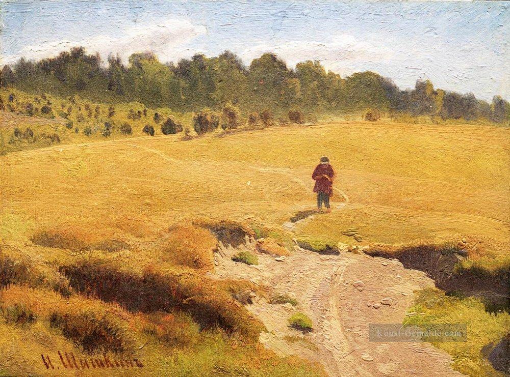 der Junge auf dem Feld klassische Landschaft Ivan Ivanovich planen Szenen Ölgemälde